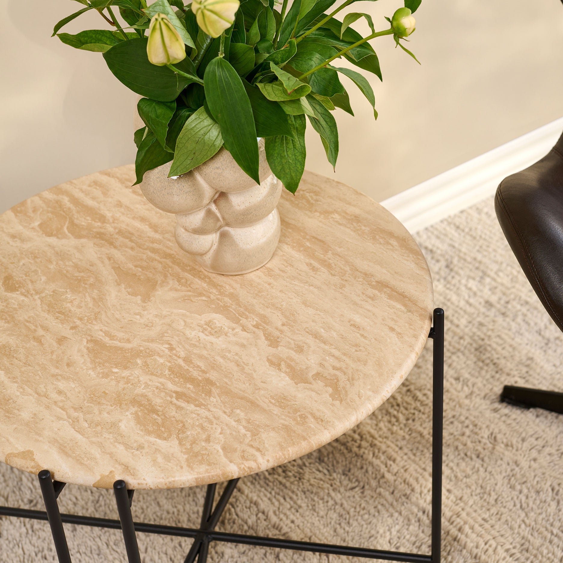 Viola III sofabord i travertin Ø60 cm